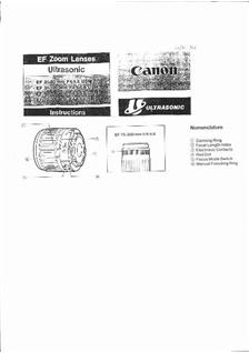 Canon 75-300/4-5.6 manual. Camera Instructions.